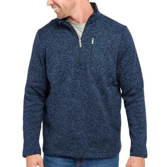 Woolrich Quarter Zip Up Fleece Sweater Sweatshirt Pullover Shirt XL Blue Mens - Picture 1 of 10